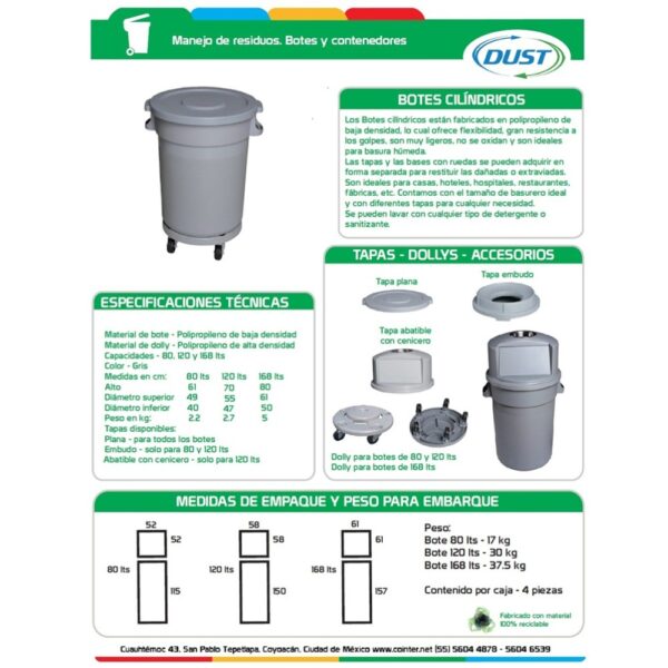 Tapa plana para bote cilindrico 80 litros